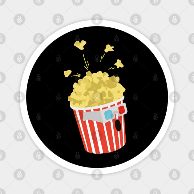 Funny Popcorn | Vintage Retro | 3d Glasses Magnet by Fluffy-Vectors